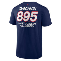 NHL Alexander Ovechkin Washington Capitals Fanatics Most Goals in NHL History T-Shirt - Navy