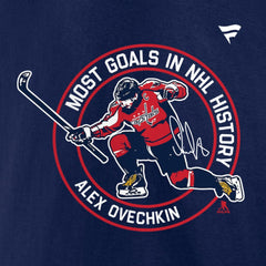 NHL Alexander Ovechkin Washington Capitals Fanatics NHL All-Time Leading Goal Scorer Badges Long Sleeve T-Shirt - Athletic Navy