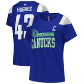 NHL Quinn Hughes Vancouver Canucks Fanatics Women's Plus Size Name & Number Scoop Neck T-Shirt - Royal