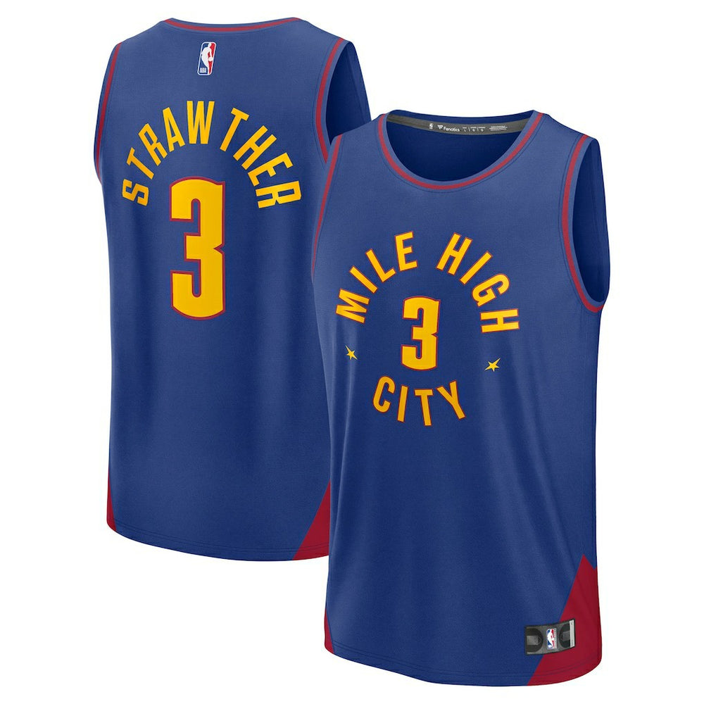 NBA Julian Strawther Denver Nuggets Fast Break Replica Player Jersey sale - Statement Editi- Blue