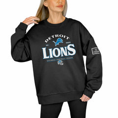 Detroit Lions Gameday Couture Women's Oversized Players Only Black Label Pullover Sweatshirt Black