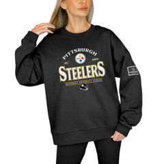 Pittsburgh Steelers Gameday Couture Women's Oversized Players Only Black Label Pullover Sweatshirt Black