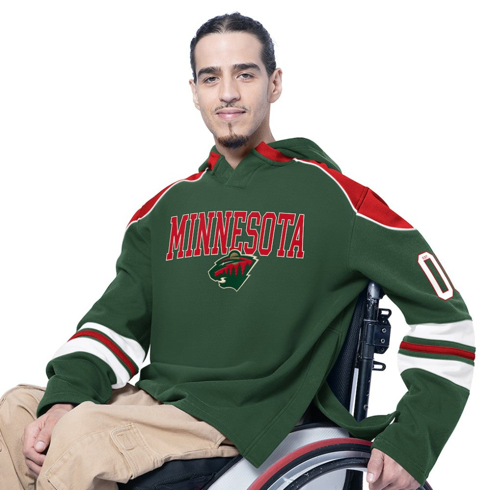 NHL Minnesota Wild G-III Sports by Carl Banks Adaptive Wear Lord Stanley Hooded Long Sleeve Sweatshirt - Green