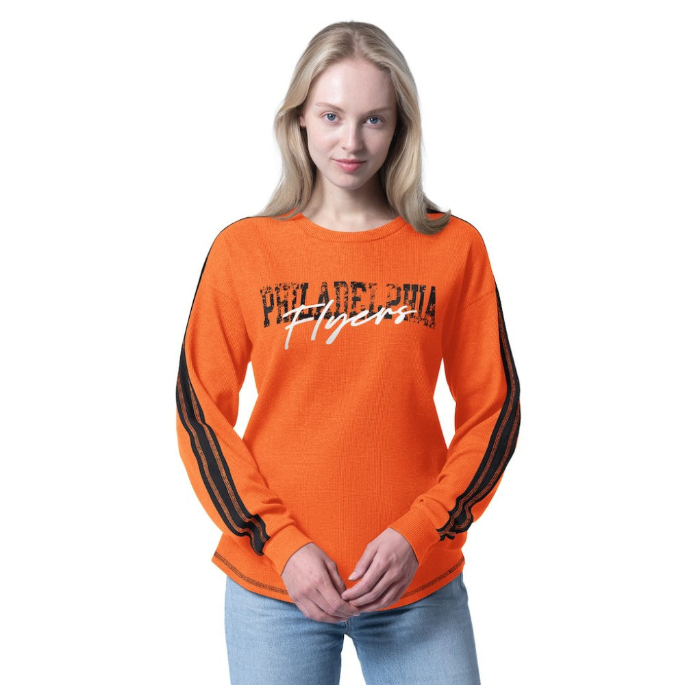 NHL Philadelphia Flyers G-III 4Her by Carl Banks Women's Advantage Thermal Long-Sleeve Tri-Blend T-Shirt - Orange