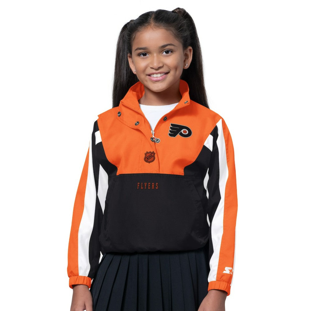 NHL Philadelphia Flyers Starter Girls Key Player Half Zip Jacket - Orange/Black