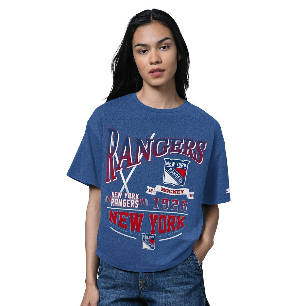 NHL New York Rangers Starter Women's Oversized Hall of Fame T-Shirt - Heather Blue