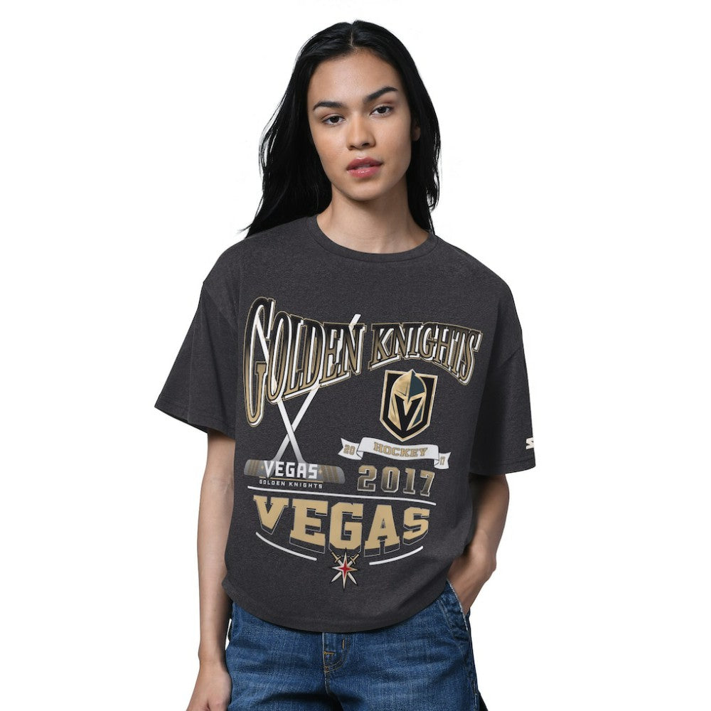 NHL Vegas Golden Knights Starter Women's Oversized Hall of Fame T-Shirt - Heather Black