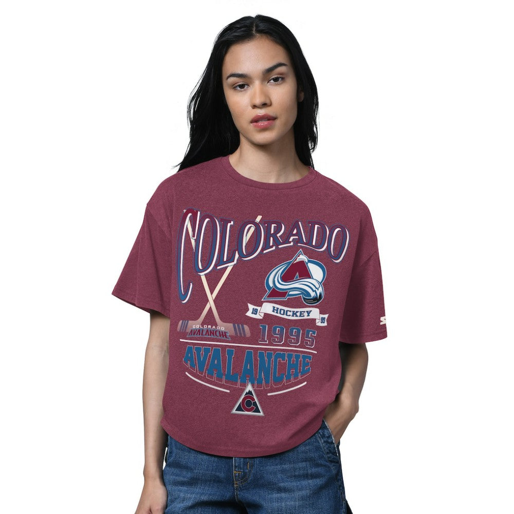 NHL Colorado Avalanche Starter Women's Oversized Hall of Fame T-Shirt - Heather Burgundy