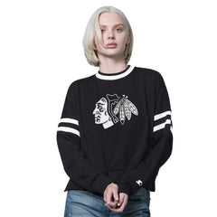 NHL Chicago Blackhawks Starter Women's Rally Fleece Cropped Sweatshirt - Black