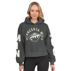 NHL Minnesota Wild Starter Women's Star Player Cropped Fleece Hoodie - Heather Charcoal