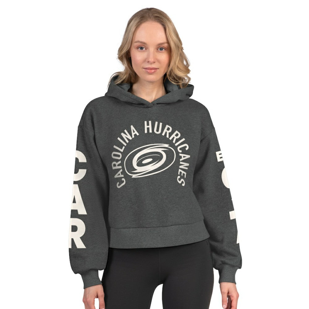 NHL Carolina Hurricanes Starter Women's Star Player Cropped Fleece Hoodie - Heather Charcoal