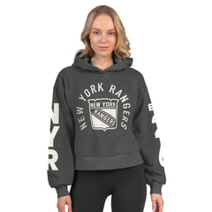 NHL New York Rangers Starter Women's Star Player Cropped Fleece Hoodie - Charcoal