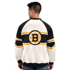 NHL Boston Bruins Starter Male Adult Defense Fleece Crewneck Sweatshirt - White