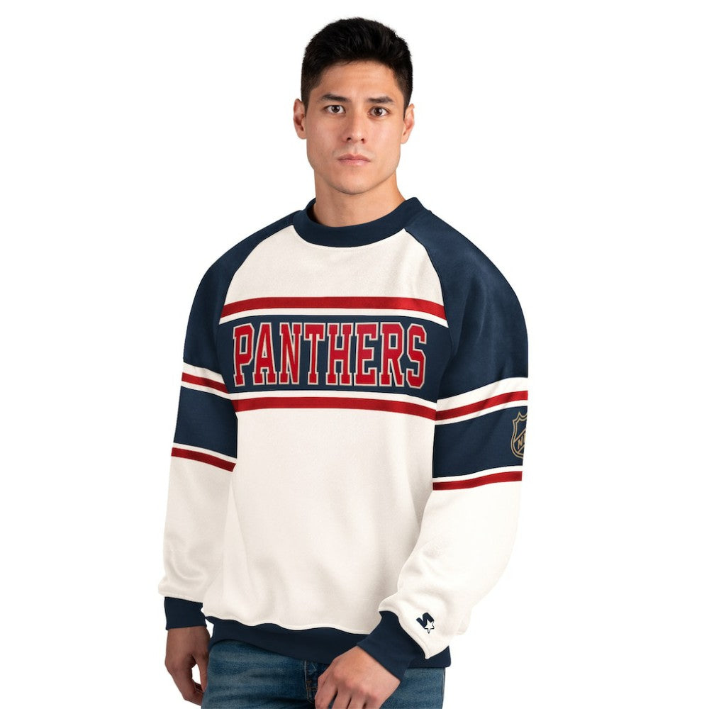 NHL Florida Panthers Starter Male Adult Defense Fleece Crewneck Sweatshirt - White