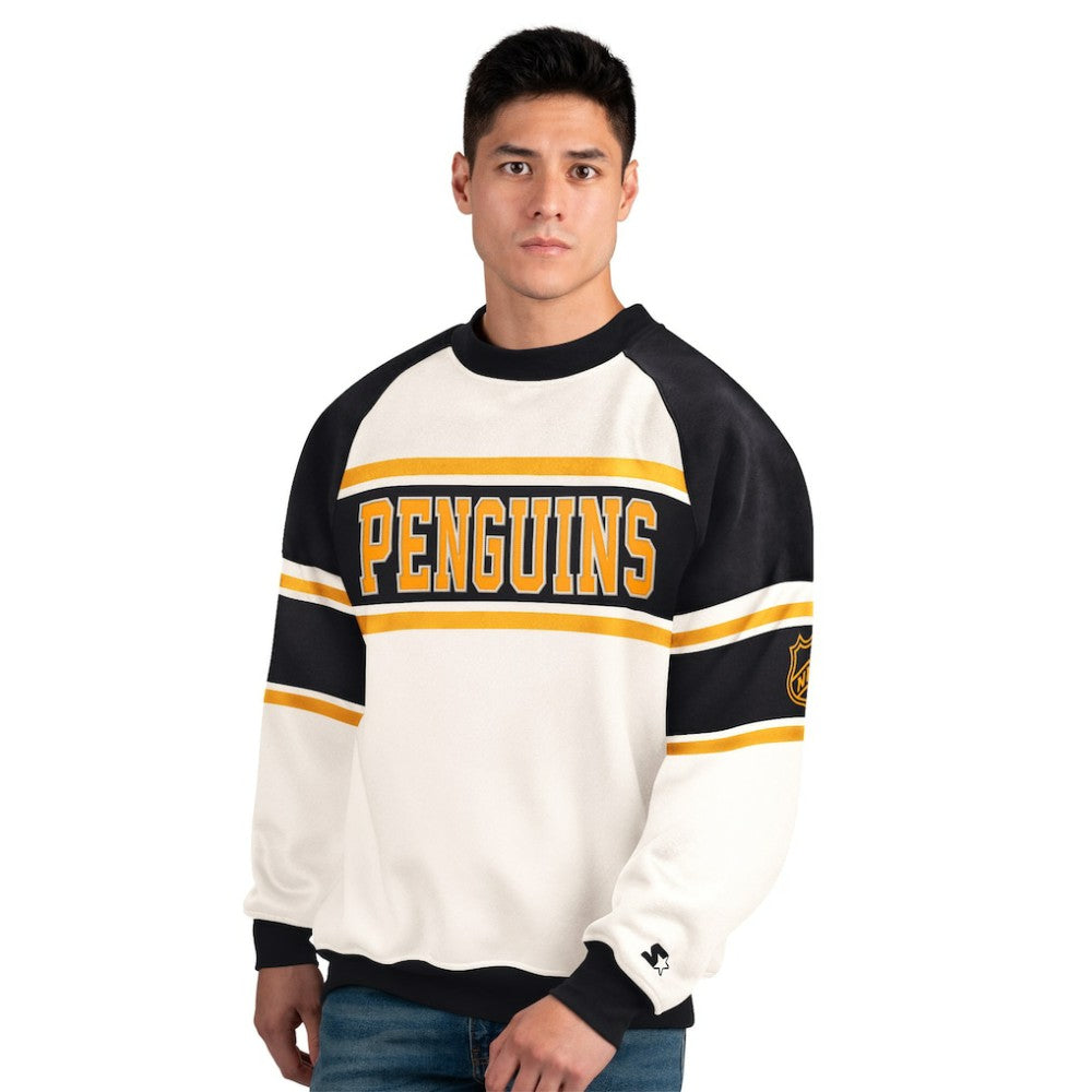 NHL Pittsburgh Penguins Starter Male Adult Defense Fleece Crewneck Sweatshirt - White
