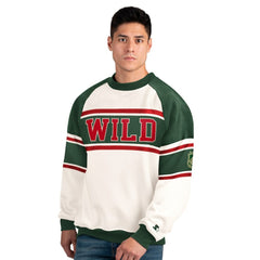 NHL Minnesota Wild Starter Male Adult Defense Fleece Crewneck Sweatshirt - White