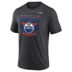 NHL Edmonton Oilers Fanatics 2025 Stanley Cup Playoffs Crossbar Tri-Blend T-Shirt - Heather Charcoal