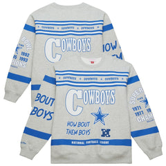 Dallas Cowboys All Over Print Retro Fleece Sweatshirt Heather Gray