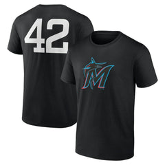 Miami Marlins Jackie Robinson Day Name & Number T-Shirt - Black T-shirts