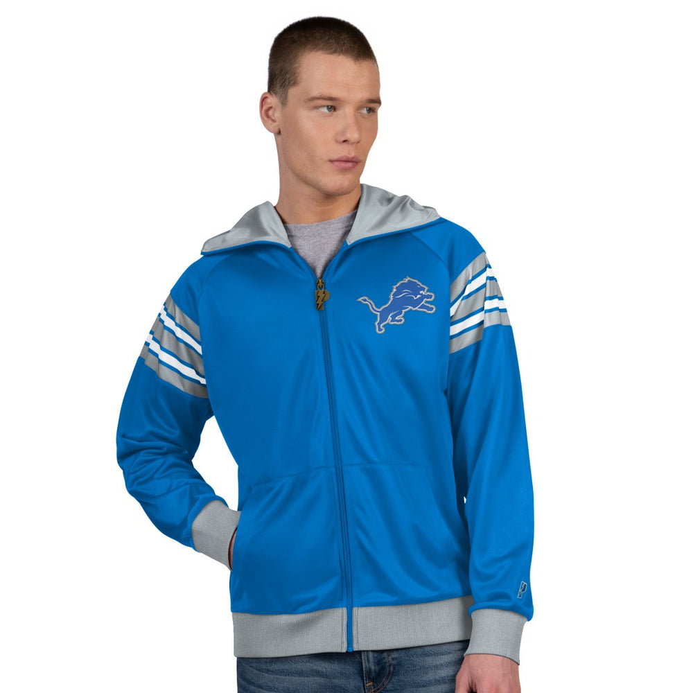 Detroit Lions Pro Player Helmet Full-Zip Hooded Track Jacket Blue/Silver
