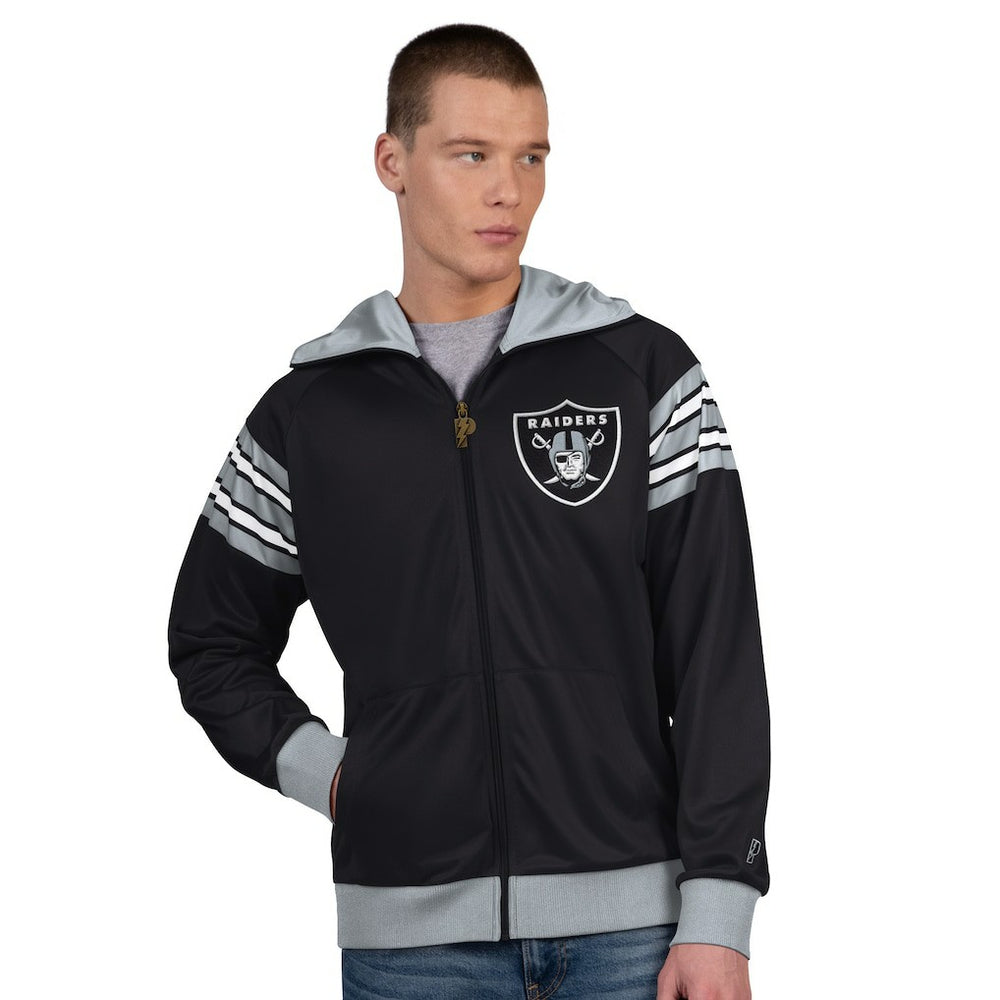 Las Vegas Raiders Pro Player Helmet Full-Zip Hooded Track Jacket Black/Silver