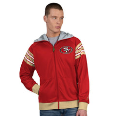 San Francisco 49ers Pro Player Helmet Full-Zip Hooded Track Jacket Scarlet/Gold