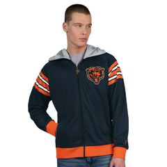 Chicago Bears Pro Player Helmet Full-Zip Hooded Track Jacket Navy/Orange