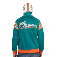Miami Dolphins Pro Player Retro Helmet Full-Zip Hooded Track Jacket Aqua/Coral