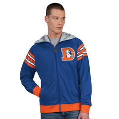 Denver Broncos Pro Player Retro Helmet Full-Zip Hooded Track Jacket Royal/Orange