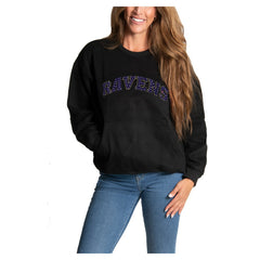 Baltimore Ravens Cuce Women's Chenille Jeweled Sweatshirt Black