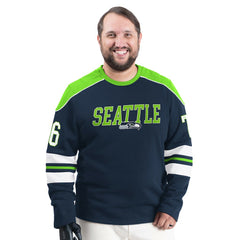 Seattle Seahawks G-III Sports by Carl Banks Adaptive Lord Stanley Crewneck Sweatshirt College Navy