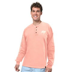 Tampa Bay Buccaneers Margaritaville Five O'Clock Henley Long Sleeve T-Shirt Coral