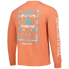 Cincinnati Bengals Margaritaville Five O'Clock Henley Long Sleeve T-Shirt Coral