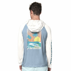Seattle Seahawks Margaritaville Sand, Sea, Sunsets Long-Sleeve Rashguard Hoodie Pullover -Light Blue/Cream