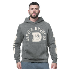 Denver Broncos Starter Handoff Vintage Logo Fleece Hoodie Sweatshirt Charcoal