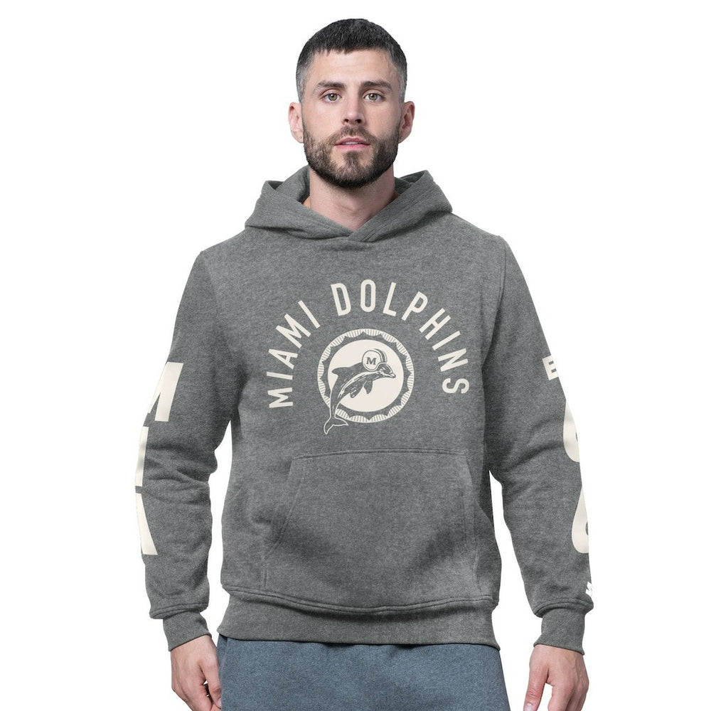 Miami Dolphins Starter Handoff Vintage Logo Fleece Hoodie Sweatshirt Charcoal