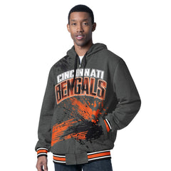 Cincinnati Bengals G-III Sports by Carl Banks Dual Threat Reversable Full-Zip Hooded Jacket Black/Charcoal
