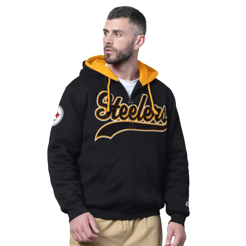Pittsburgh Steelers Starter Big Shot Full-Zip Double Hoodie Black