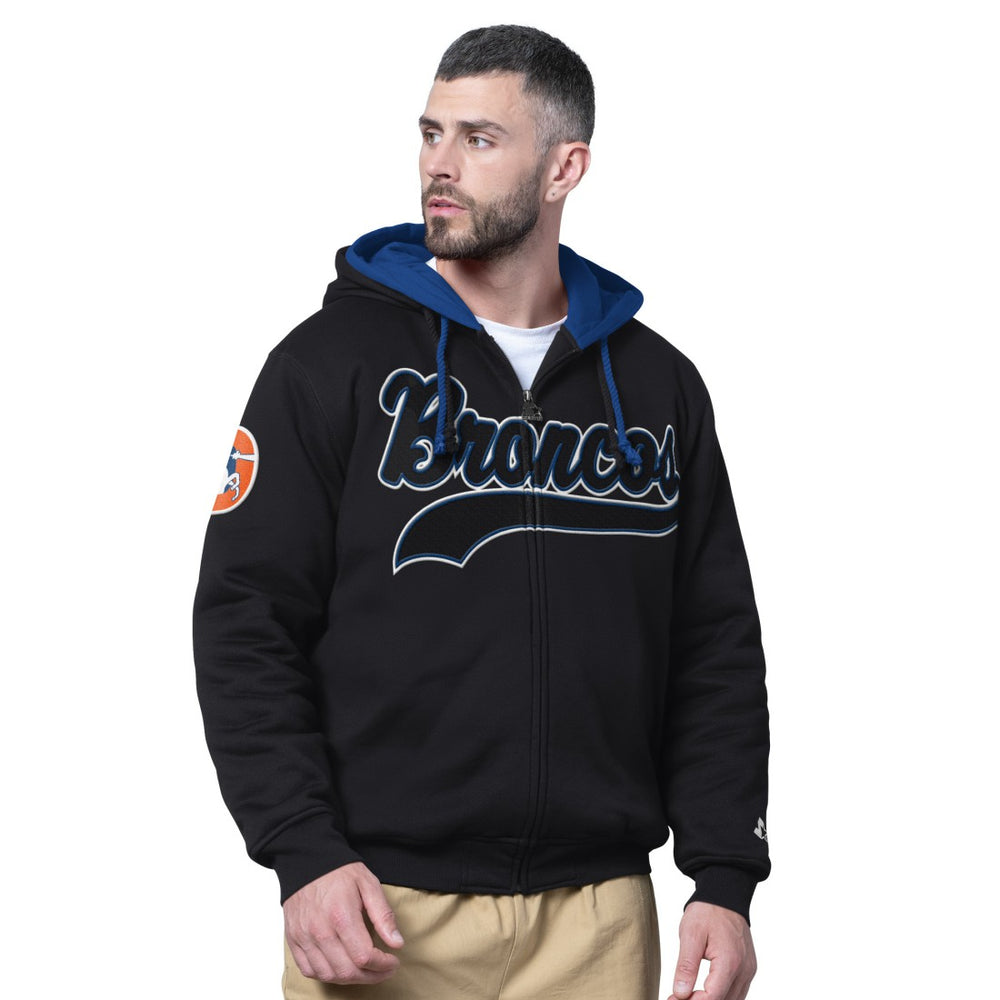 Denver Broncos Starter Big Shot Throwback Full-Zip Double Hoodie Black