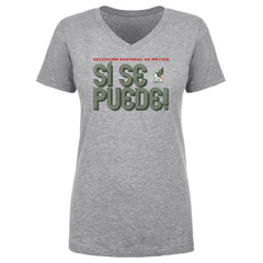 Mexico National Team 500 Level Women's Si Se Puede Inline Bold V-Neck T-Shirt Heather Gray sale