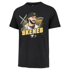 Paul Skenes Pittsburgh Pirates '47 Player Caricature Franklin T-Shirt - Black T-shirts