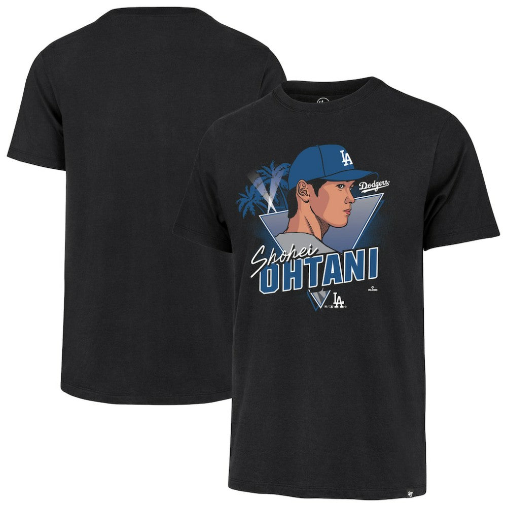 Shohei Ohtani Los Angeles Dodgers '47 Player Caricature Franklin T-Shirt - Black T-shirts
