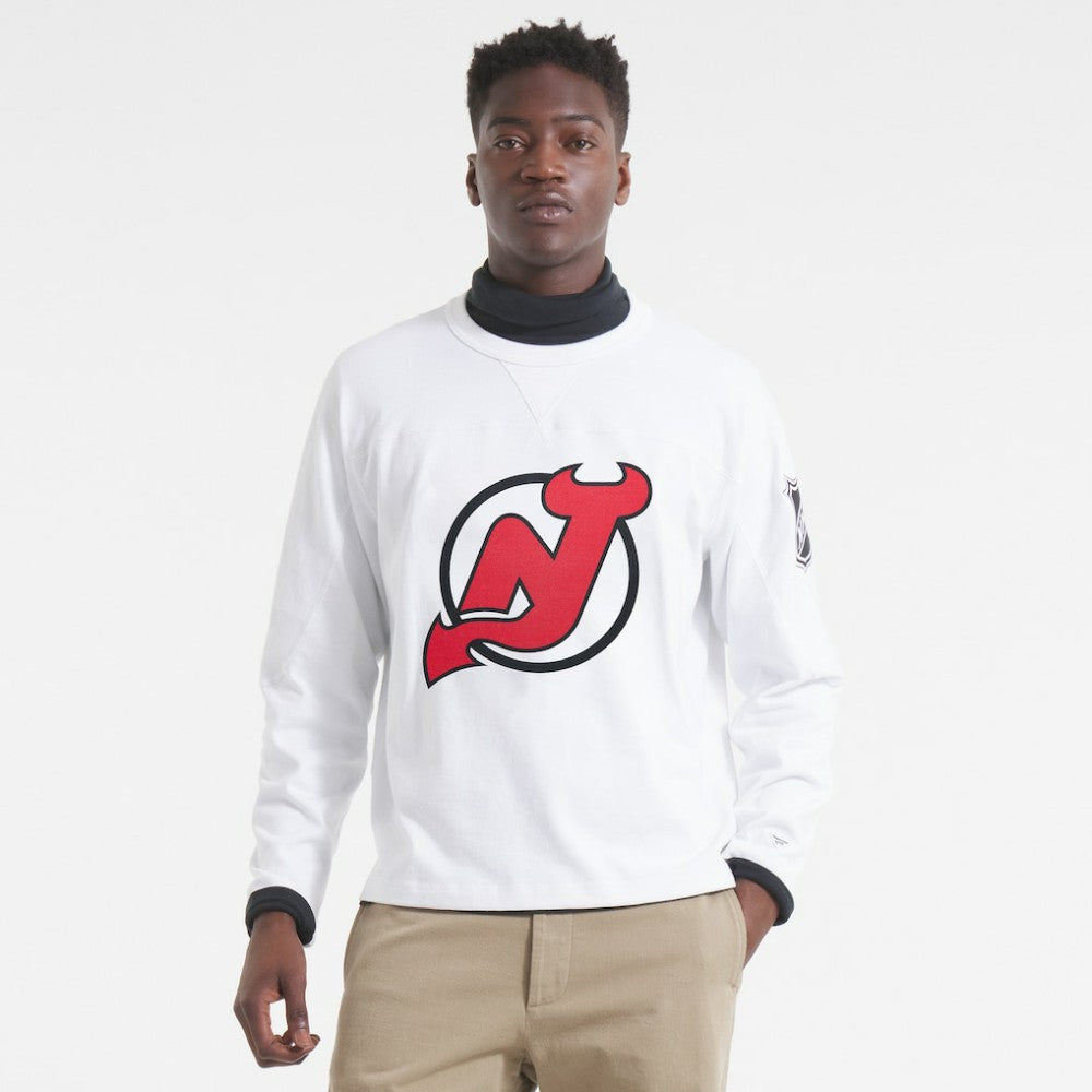 NHL New Jersey Devils Todd Snyder Heavyweight Long Sleeve Jersey Style T-Shirt - White