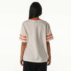 Cleveland Browns The Wild Collective Women's Vintage Drop Shoulder Oversized Boyfriend T-Shirt Cream