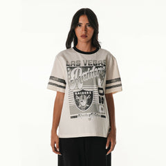 Las Vegas Raiders The Wild Collective Women's Vintage Drop Shoulder Oversized Boyfriend T-Shirt Cream