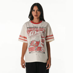 Tampa Bay Buccaneers The Wild Collective Women's Vintage Drop Shoulder Oversized Boyfriend T-Shirt Cream