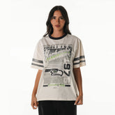 Seattle Seahawks The Wild Collective Women's Vintage Drop Shoulder Oversized Boyfriend T-Shirt Cream