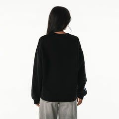 Detroit Lions The Wild Collective Women's Rock Crystal Oversized Crewneck Sweatshirt Black