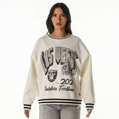 Las Vegas Raiders The Wild Collective Women's Oversized Vintage French Terry Sweatshirt Cream