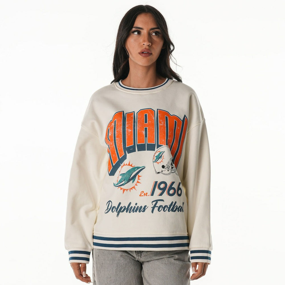 Miami Dolphins The Wild Collective Women's Oversized Vintage French Terry Sweatshirt Cream
